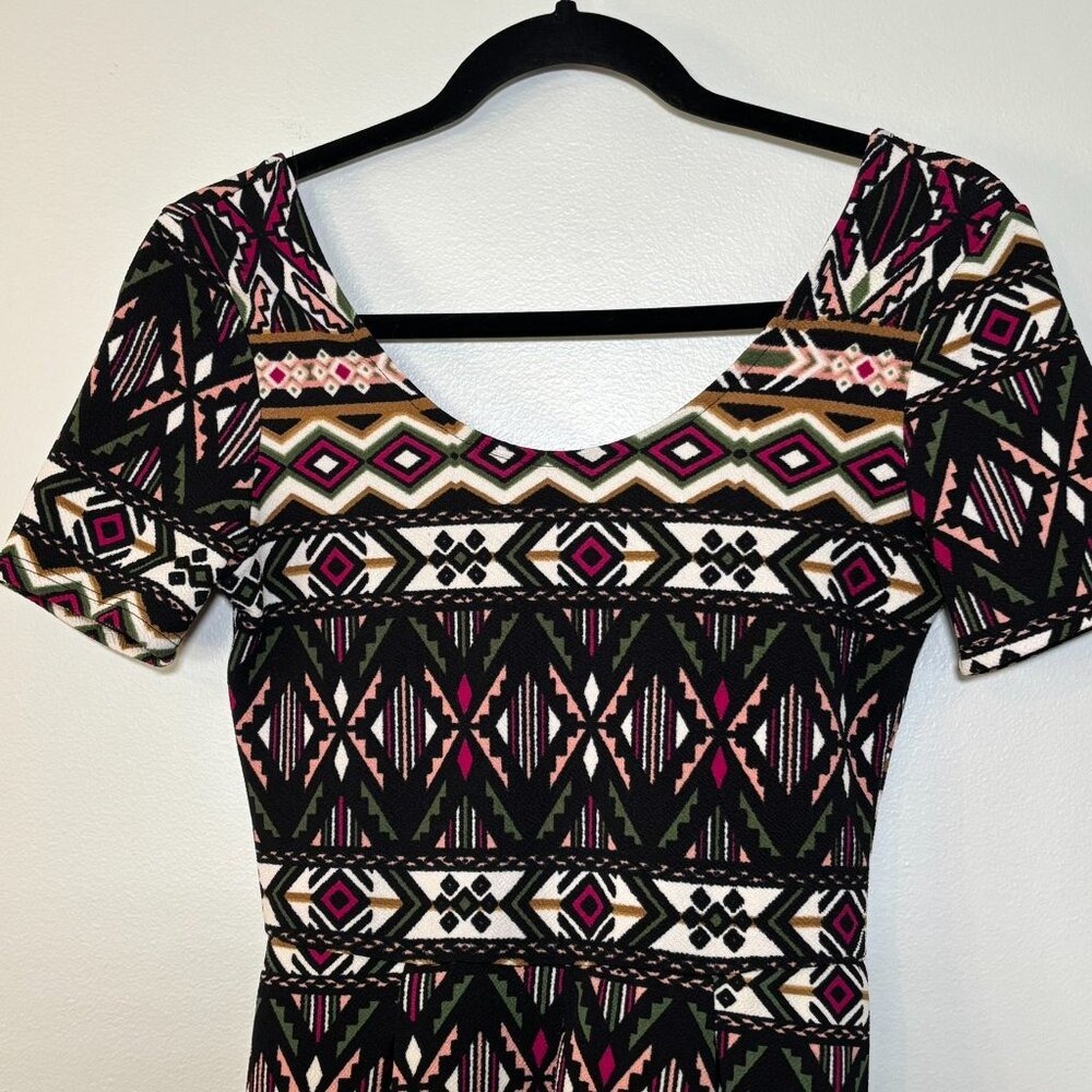 Alya Tribal Print Fit & Flare Mini Dress, Size Small – Boho Festival Style - Picture 5 of 12